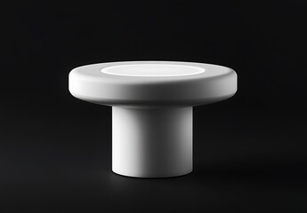 Illuminated Coffee Table: A minimalist, cylindrical coffee table with an integrated illuminated top sits on a dark background, offering a sleek and modern aesthetic. 