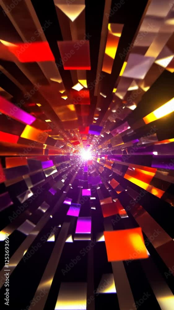Aufkleber A colorful image of a tunnel with many different colored squares. The squares are in different colors and sizes