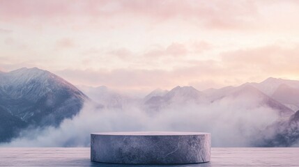 Mountain sunrise display podium, product presentation