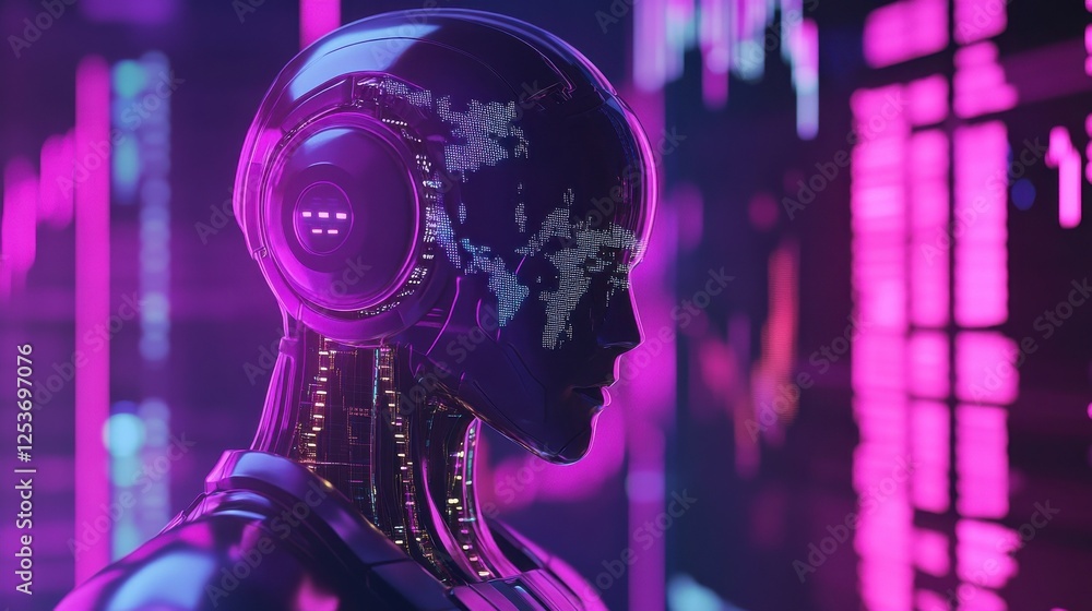 Poster creative ai background with forex chart. artificial intelligence and invest concept. 3d rendering.