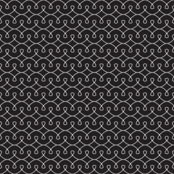 Criss cross loops vector repeat pattern. Stitched curves seamless illustration background.