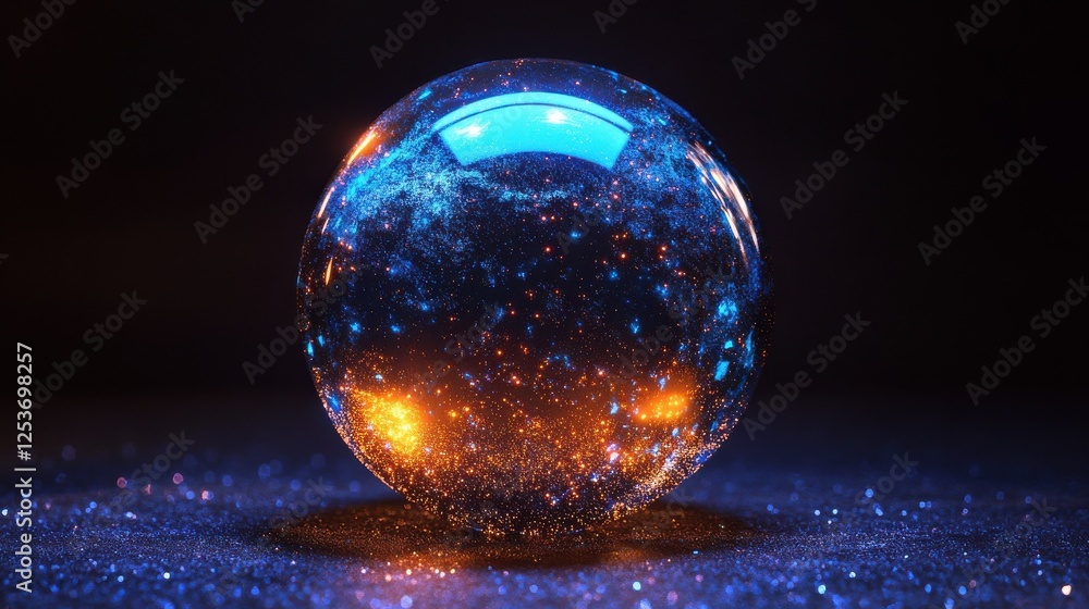 Poster abstract ai globe on dark background. artificial intelligence and metaverse concept. 3d rendering