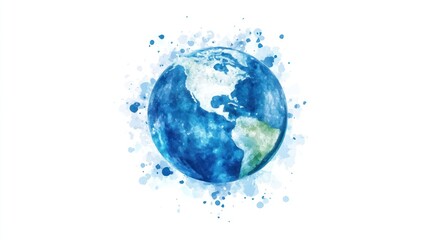 Watercolor Earth, Isolated, Graphic Design, Educational, Environmental Awareness, Print, Illustration, Background, Global, Use for Educational Materials, Posters, Social Media Graphics, Posters