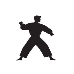 Karate Athlete Silhouette Performing a Hand Movement 2 - Vector Illustration