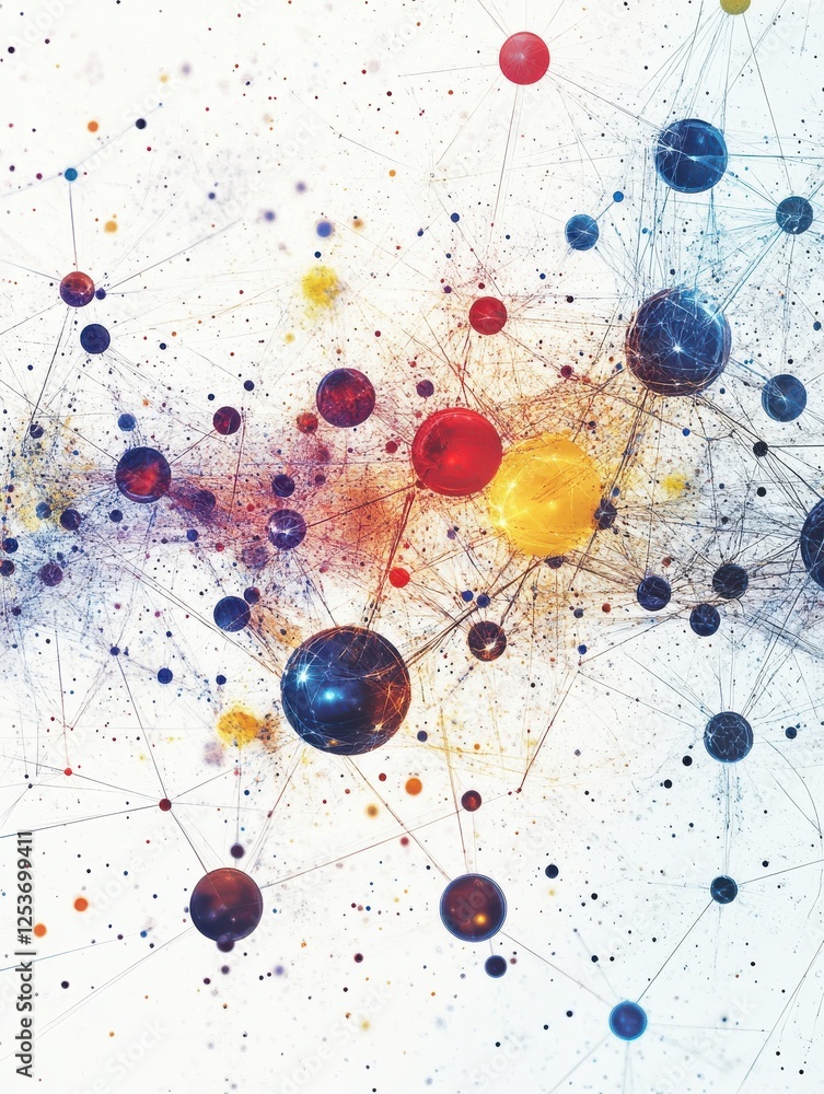 Poster abstract illustration of connected ideas and inspiration on white background. concept illustrating t