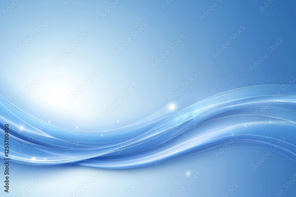Poster abstract blue waves creating a calming visual effect in a bright background