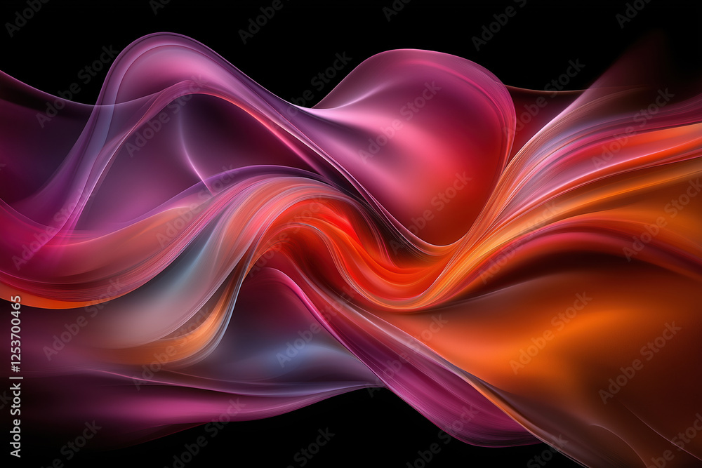 Poster colorful abstract waves flow smoothly in a captivating display of light and movement