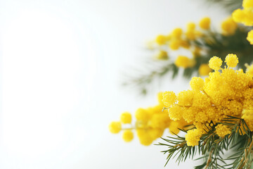 Mimosas on a white background