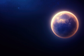 Fototapeta premium Bright full moon illuminating a dark night sky over a tranquil horizon