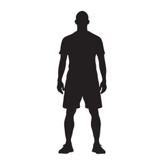Silhouette of a Bald Man Standing - Vector Illustration