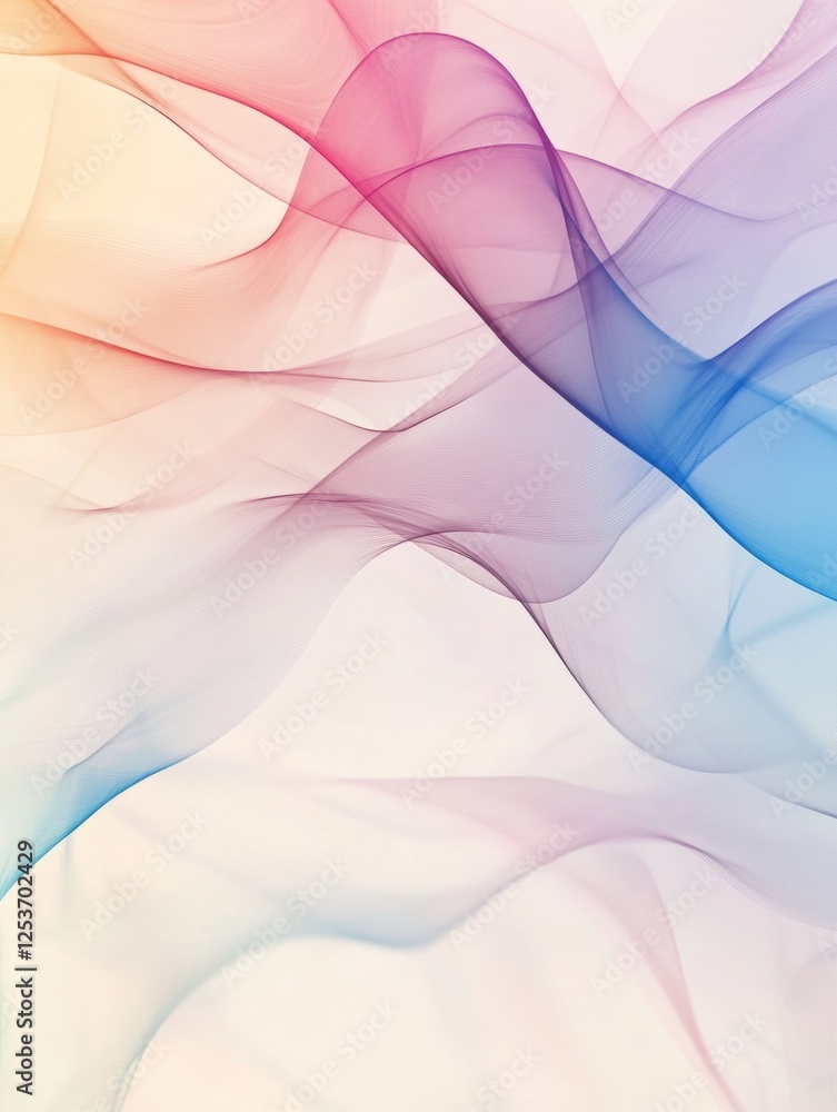 Leinwandbilder Flowing abstract lines create a serene atmosphere with gentle spring breezes in pastel tones for tranquil spaces. Generative AI