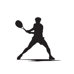 Silhouette of a Tennis Player Hitting the Ball - Vector Illustration