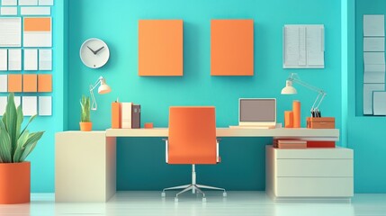 Global flat design front view 3D render Complementary Color Scheme. 