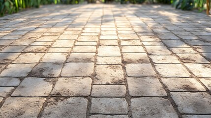 Sunlit Cobblestone Pathway Texture Background