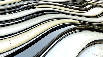 Abstract Curved Lines in Black and White Modern Art Design