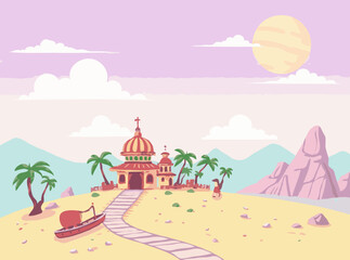Obraz premium Tourist Destination on Alien Planet Vector Background