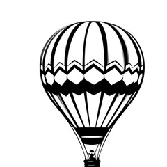 Stylized Hot Air Balloon in Monochrome with Geometric Patterns with Copy Space