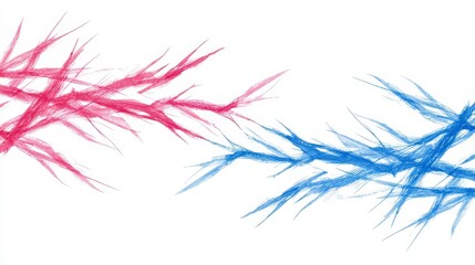 Fototapeta premium Abstract Colorful Lightning Strikes in Red and Blue on White Background