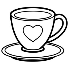 Cute Heart Saucer Teacup Outline