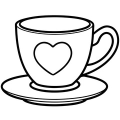 Cute Heart Saucer Teacup Outline