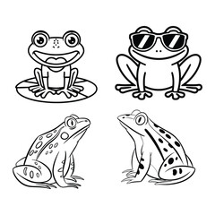 Cute frog cartoon coloring page