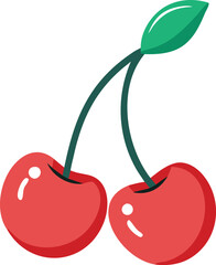 Cherry vector art with a white background. Vector cherry illustration. Isolated on a white background 