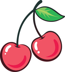 Cherry vector art with a white background. Vector cherry illustration. Isolated on a white background 