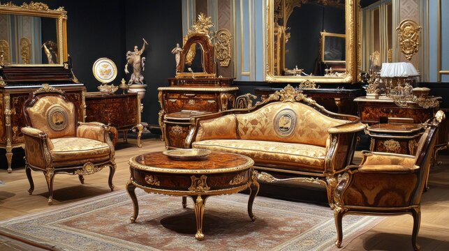 Opulent Louis XVI Style Living Room Ensemble