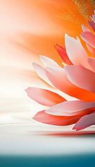 Fototapeta premium Close-up of a pink flower with orange background, suggesting purity and used for wallpaper or promoting natural beauty products