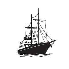 Cruise Ship Illustration for Logo Concept - Vector Illustration