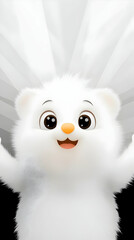 Fototapeta premium Cute white bear character with big eyes in a bright spotlight setting. Could be used for children's illustrations or animations