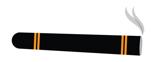 Cigarette with smoke vector icon. Tobacco concept sign in vector flat. Black cigarette icon isolated on white background. Vector illustration.