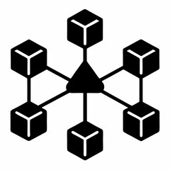 Obraz premium Decentralized Network Silhouette Vector
