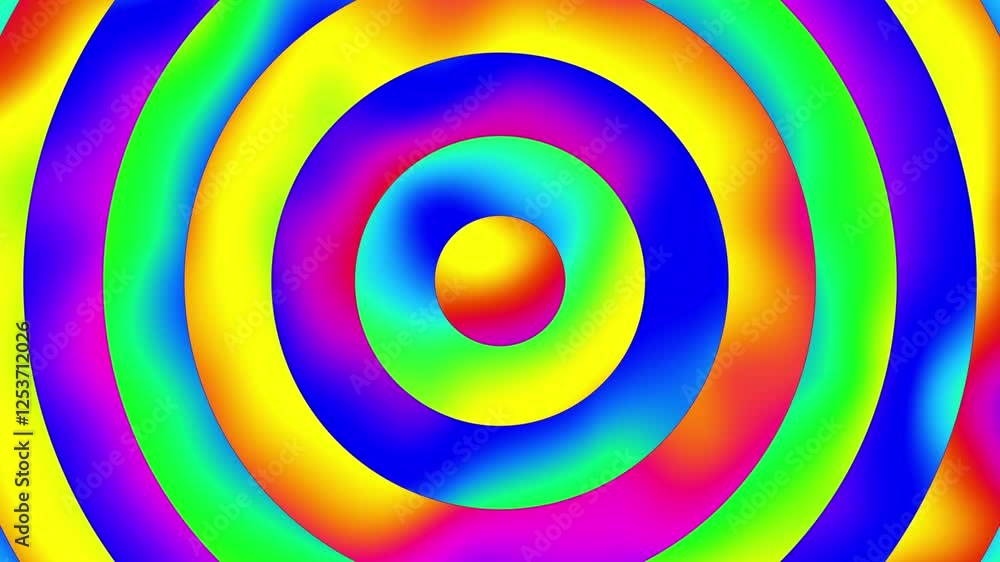 Poster vibrant colorful background looping. abstract bright geometric concentric circles