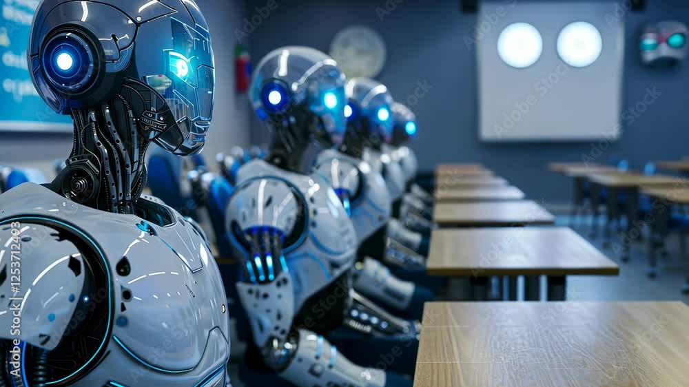 Poster the robots in classroom setting