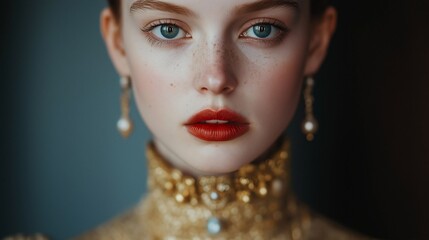 Closeup face of renaissance woman 