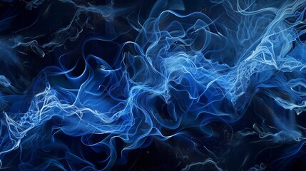 Abstract blue waves and sparkles in space.