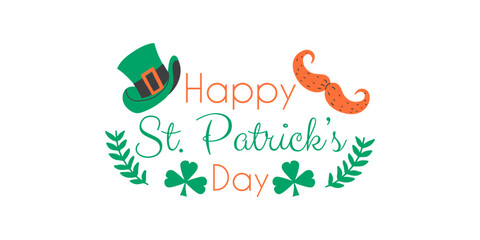 Happy Saint Patrick's Day banner. Festive logo. Vector illustration