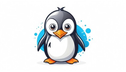 Obraz premium artistic penguin mascot logo with quirky illustration on a white background