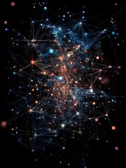 Fototapeta premium Network growing showing connections with lines and dots on dark background