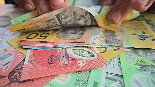 Counting Australian Bank Currency Note