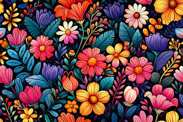 Colourful exotic floral background