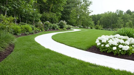 Obraz premium Winding Pathway Through Lush Garden (1)