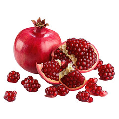 pomegranate seeds isolated on transparent background