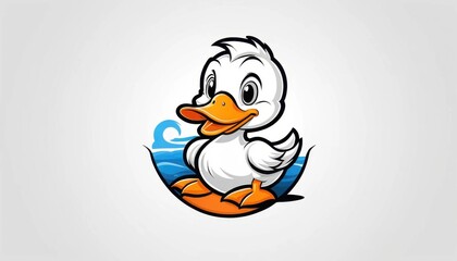 Obraz premium charming duck mascot logo with simple, smooth illustration on a white background