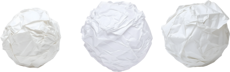 Wads of paper crushed into a circular ball