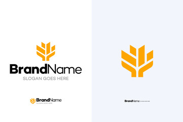 Creative agriculture wheat logo design, Minimalist vector icon design template.