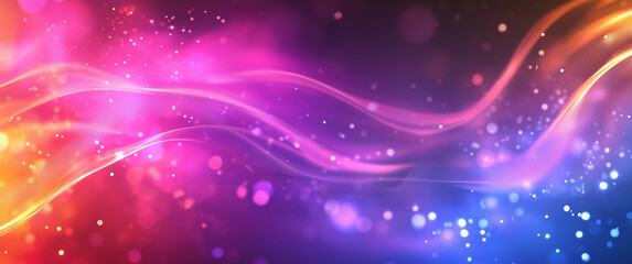 Fototapeta premium Bright Colorful Abstract Light Waves with Sparkles