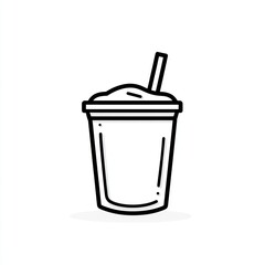 Simple outline of a disposable drink cup with straw (1)