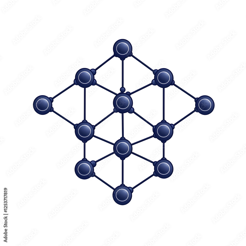 Poster blue abstract network of nodes and connections on dark background